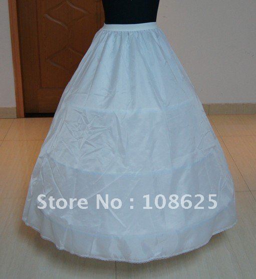 White 3 hoops 2 layers Wedding Bridal Accessories Petticoat Underskirt  Flat Closure WBP022