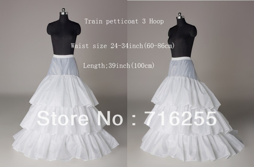 White 3 Hoops Wedding Bridal Petticoat Train Crinoline Underskirt