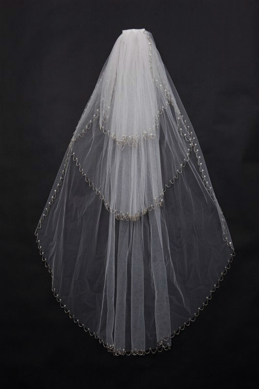 White 3T bride wedding dress bridesmaid accessories veil Bead + comb