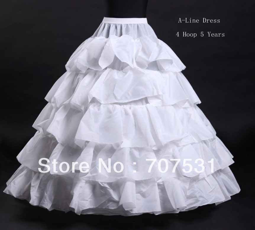White 4 Hoop 5 Years Wedding Dress/Gown Petticoat Crinoline Underskirt Hot Sale
