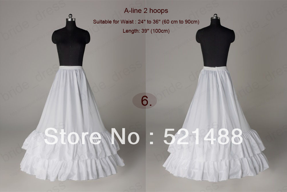 White A-Line 2 Hoop Wedding Bridal Crinoline Petticoat Slips Underskirt XSG015