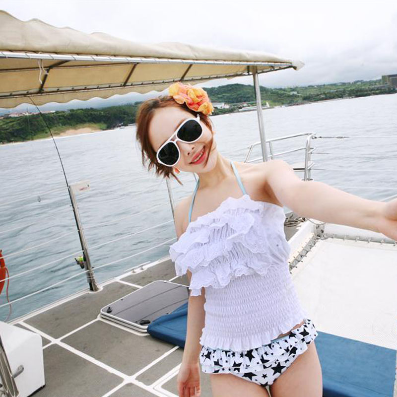 White aesthetic lace small top ruffle small vest tube top tube top bikini outerwear