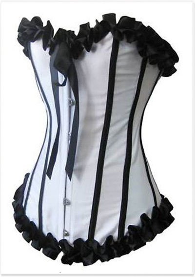 White and black flower overbust corset Free shipping - qm2035as