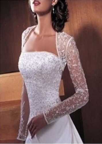 White and ivory long sleeve lace jacket Wedding Bridal dress Bolero/shrug coat