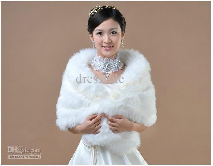White Beautiful Modest Faux Fur Bolero Wedding Wraps&Bridal Shawl