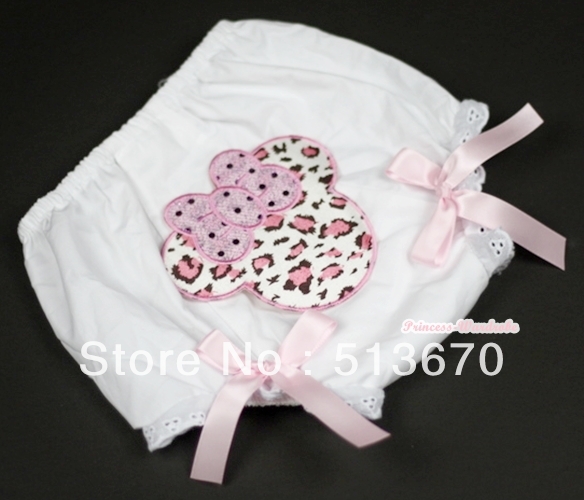 White Bloomer With Light Pink Leopard Minnie Print & Light Pink Bow MABL82