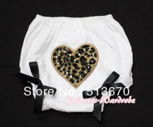White Bloomers & Leopard Print Heart & Black Bows MALD07