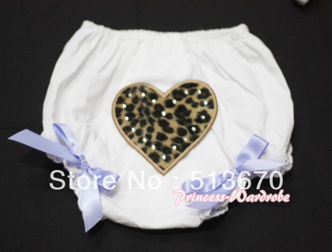 White Bloomers & Leopard Print Heart & Lavender Bows MALD04