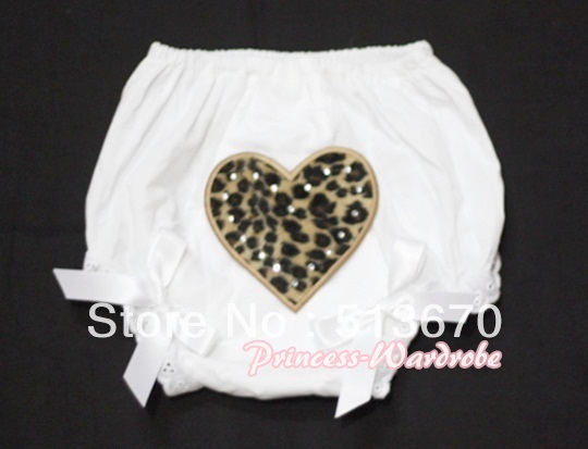 White Bloomers & Leopard Print Heart & White Bows MALD06