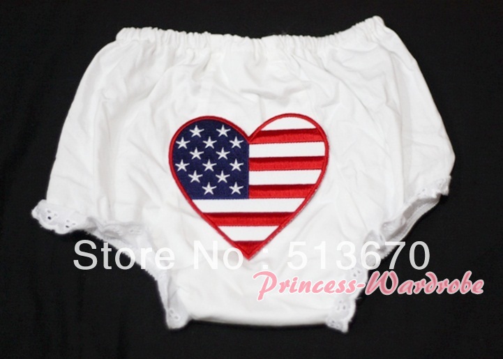 White Bloomers & Patriotic America Flag Heart MABL41