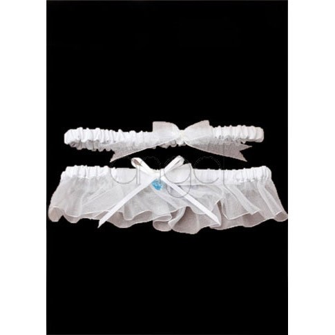 White Bow Terylene Satin Gauze Wedding Garter