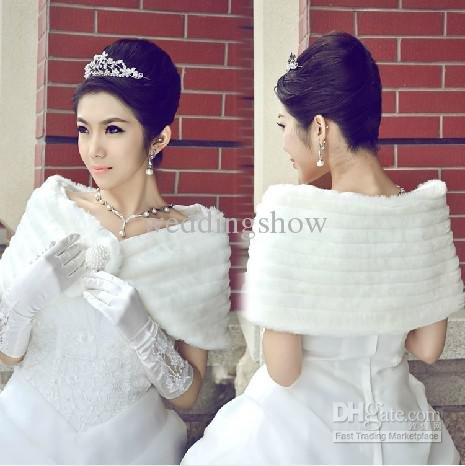 White Bridal Wedding Dress Shawls Bridal Fur Wrap Shawls