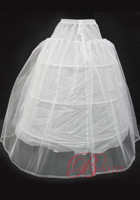 White Bridal Wedding Petticoat Crinoline 3-Hoop Single Yarn WPD05005