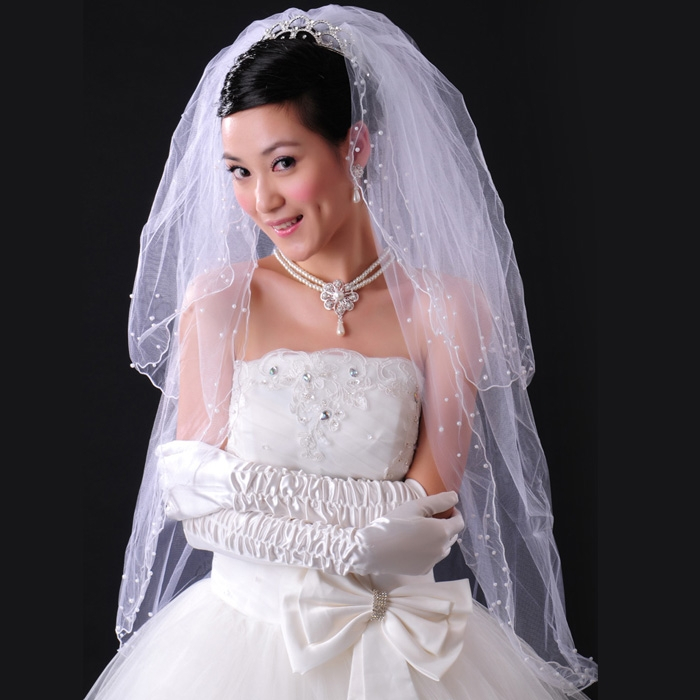 White bride veil pearl veil 28 bridal veil wedding accessories ts29