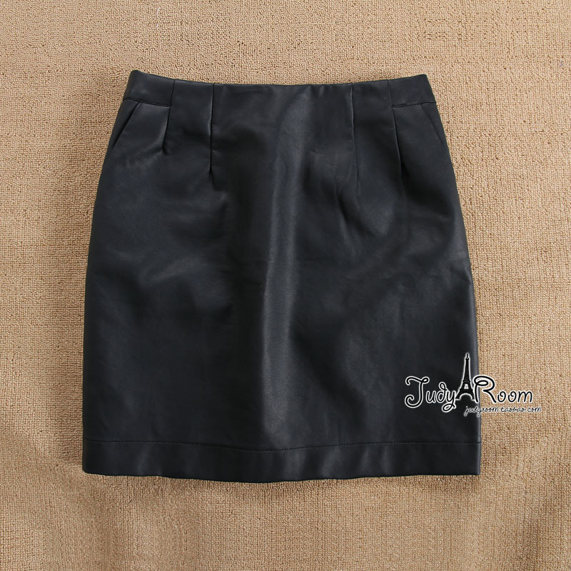 White collar ol female sexy bottom black slim leather skirt bust skirt