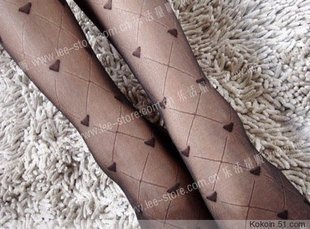 White-collar wild diamond love cored jacquard sexy, ultra-thin transparent flesh stockings pantyhose