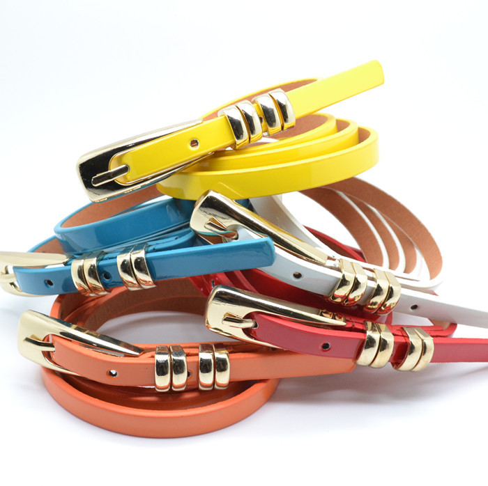White decoration thin belt female fashion small strap casual all-match skirt patent leather waist belt decoration belt