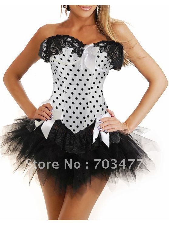 White dot corset lace up corset with black dress bow corset strapless sexy corset wholesale and retailer high quality hot sale