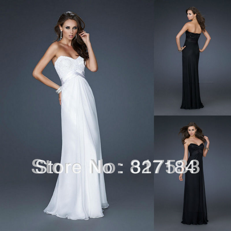 white evening dress black casual style sweetheart empire applique floor length evening dresse maxi dresses long