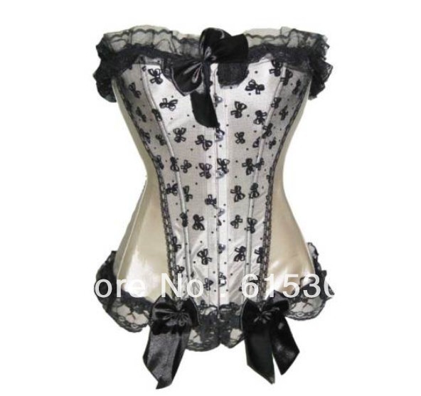 white fashion overbust corset Free shipping -khaki