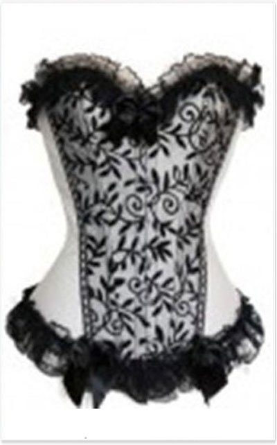 White fashion overbust corset with black lace Free shipping- qmA812white