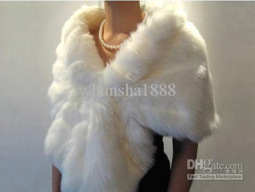White faux fur bridal wrap shrug stole shawl