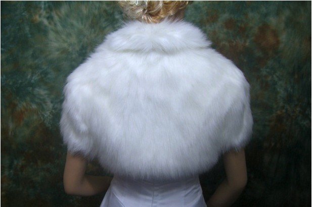 White faux fur jacket shrug bolero Wrap FB003_White L