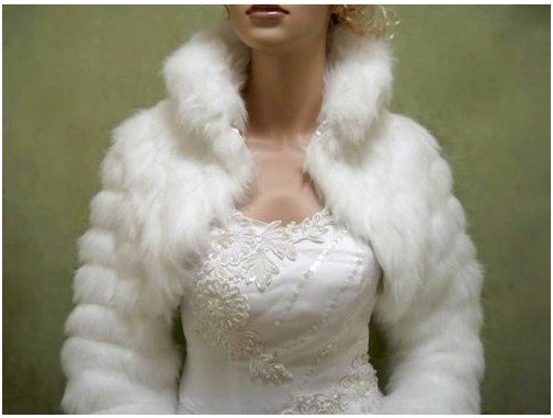 White faux fur jacket shrug bolero Wrap Size S, M, L