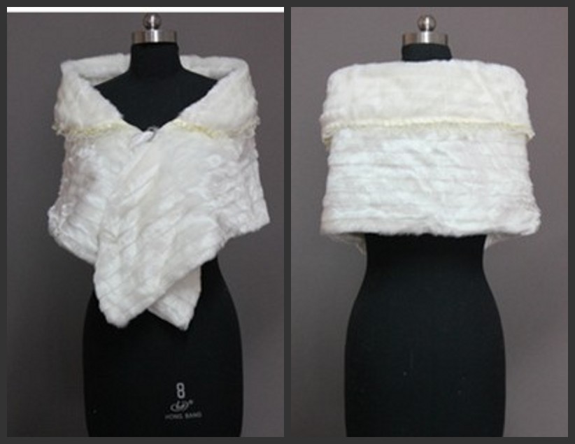 White Faux Fur Ladies`Bolero Bridal Jacket/Coat Dress Wraps  Ladies Shrug for Wedding Turn-Down Collar