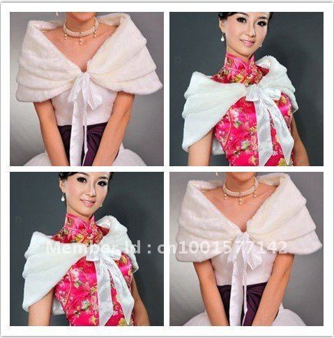 White Faux Fur Scarf Winter Wam Cafe Wedding Jacket/Bolero Bridal Wraps Wedding Accessory Mantle Cape Free Size