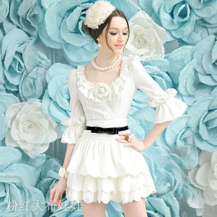 White Gentlewomen Ruffle Blouses Collar Slim Women's Shirt Free Shipping