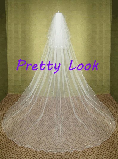 White/Ivory Cathedral Length Detaches 1 Tier Long Wedding Veil/Bridal Veil/2T Long Veil