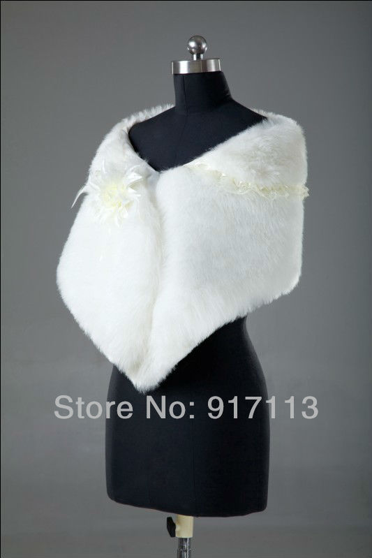 White/Ivory Faux Fur Wedding dress Wedding Accessories Shawl Wrap Jacket Coat