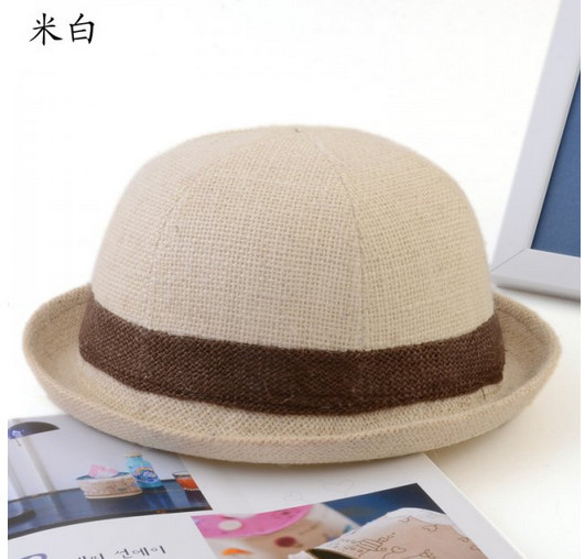 white Korea selling men and women general breathable linen hat cute handsome dome little hat free shipping m1225-3