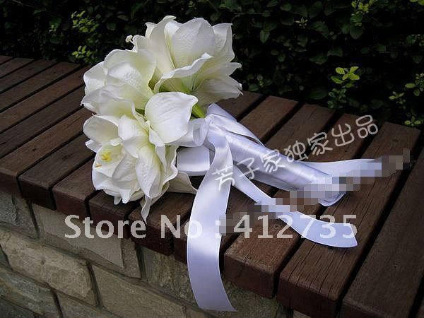White Lily Wedding Bouquet/ Photography Props/Simulation Flower