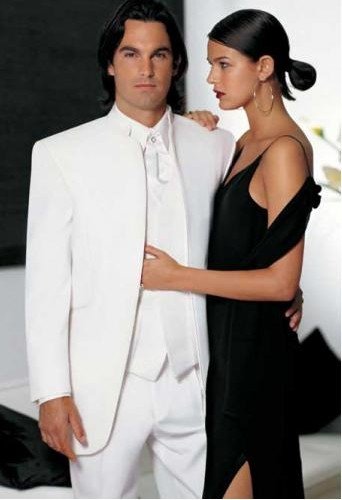 White Mirage Tuxedo Mandarin Tuxedo - Available with White OR Black Trousers