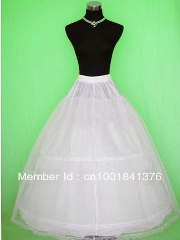 White Net Tulle Full Length 2-Hoop 2-Layer Petticoat Crinoline Underskirt Slip