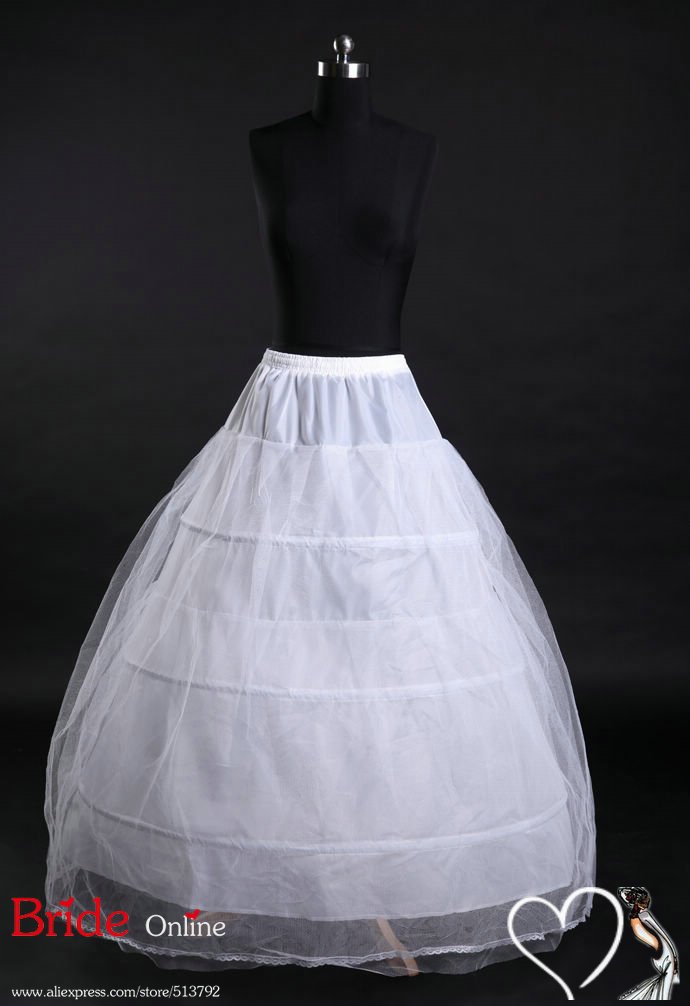 White Nylon 3 Hoop 2 Tier Floor-length A-Line Full Gown Slip Style/ Wedding Petticoat Wedding Accessories