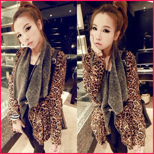 White rabbit women's 2012 autumn and winter fashion casual all-match irregular leopard print short jacket winter