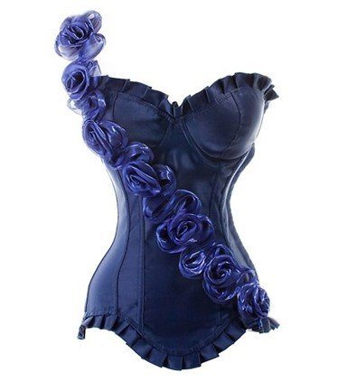 White red blue black 4 colors NEW Sexy rose flowear corset with G-string Ladies lift up bustier lingeries LOWER PRICE CJ839