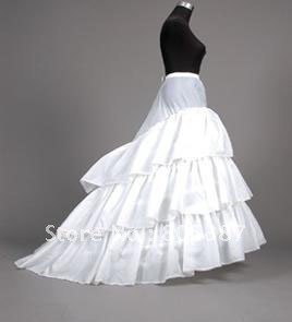 white satin Wedding patticoat with train in free shipping for wholesale price teep002