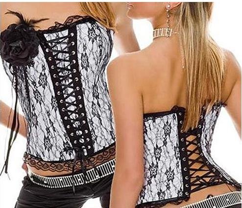 White Sexy bone Corset lingerie + G-string SY6-XL costume sexy kimono uniform underwer