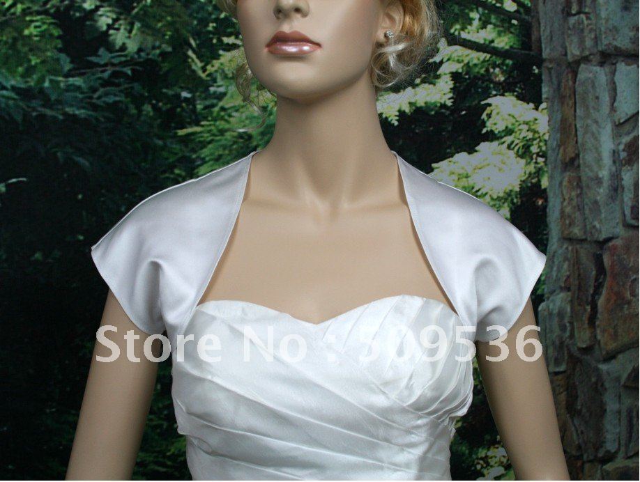 White sleeveless satin bolero jacket Satin007 Main Color:  WhiteSize:,Small,Medium,Large,X-Large,