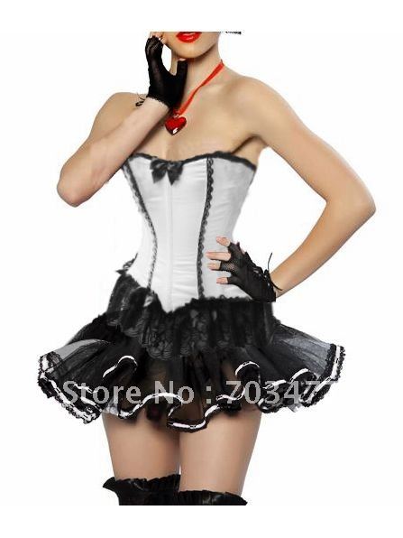 White strapless bow corset with black dress wholesale and retailer high quality low price best service fast delivery
