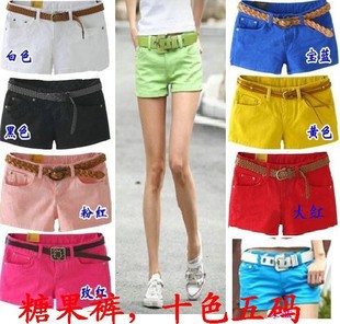 white summer denim wahsed short pants casual large size trousers Best Selling Women's Colorful Candy Pencil short Pant/Hot Pant