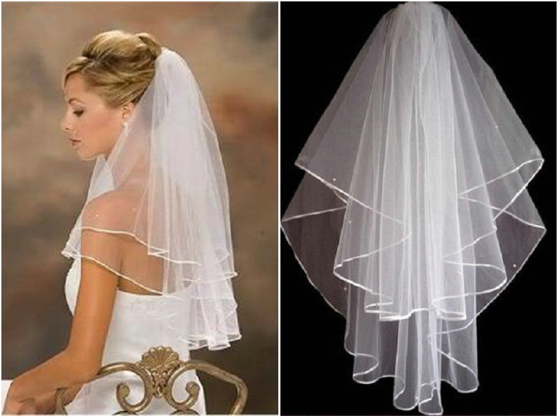 White Wedding & Formal Occasion Bridal Veil Accessories with comb Free Shipping