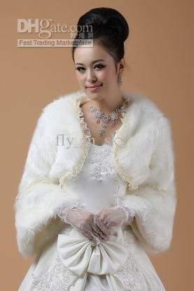 White Winter Bridal Coat with long sleeve Wedding dress faux Fur Wrap shawl Shrug Shawl Jackets