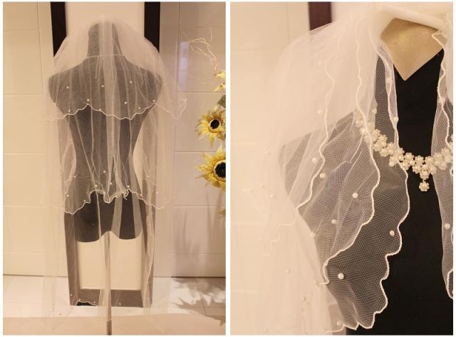 Whitest 3 style veil the bride wedding dress evening dress ruffle crescendos pearl laciness veil