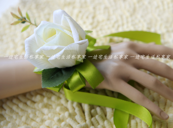Whitest british style flannelet large rose multi-purpose wrist length flower curtain ring the bride hair accessory