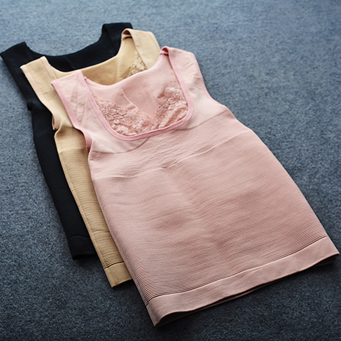 whoelsale 3pcs/lot Women's shaper lace seamless abdomen drawing tiebelt beauty care basic vest